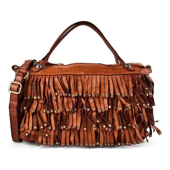 Campomaggi C042520ND X3142 small Melissa shopping bag with fringes - black