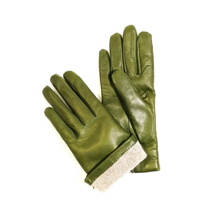Guanto donna liscio in pelle Pelletteria Allegrini G303C verde oliva