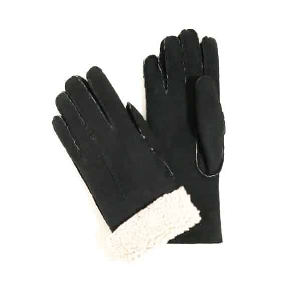 Guanto donna in camoscio e lana merinos pelletteria allegrini g307 nero