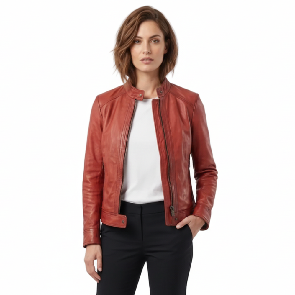 Giacca donna in pelle Pelletteria Allegrini Filippo GAYA Rosso