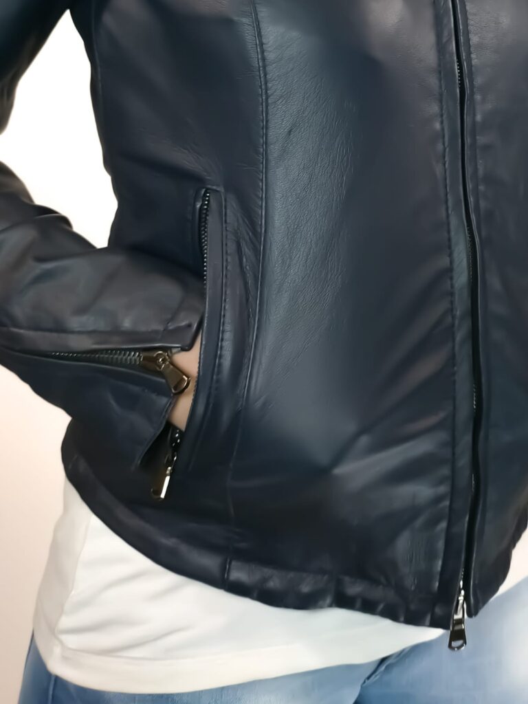 Giacca in pelle donna Pelletteria Allegrini Filippo IRMA Z Blu