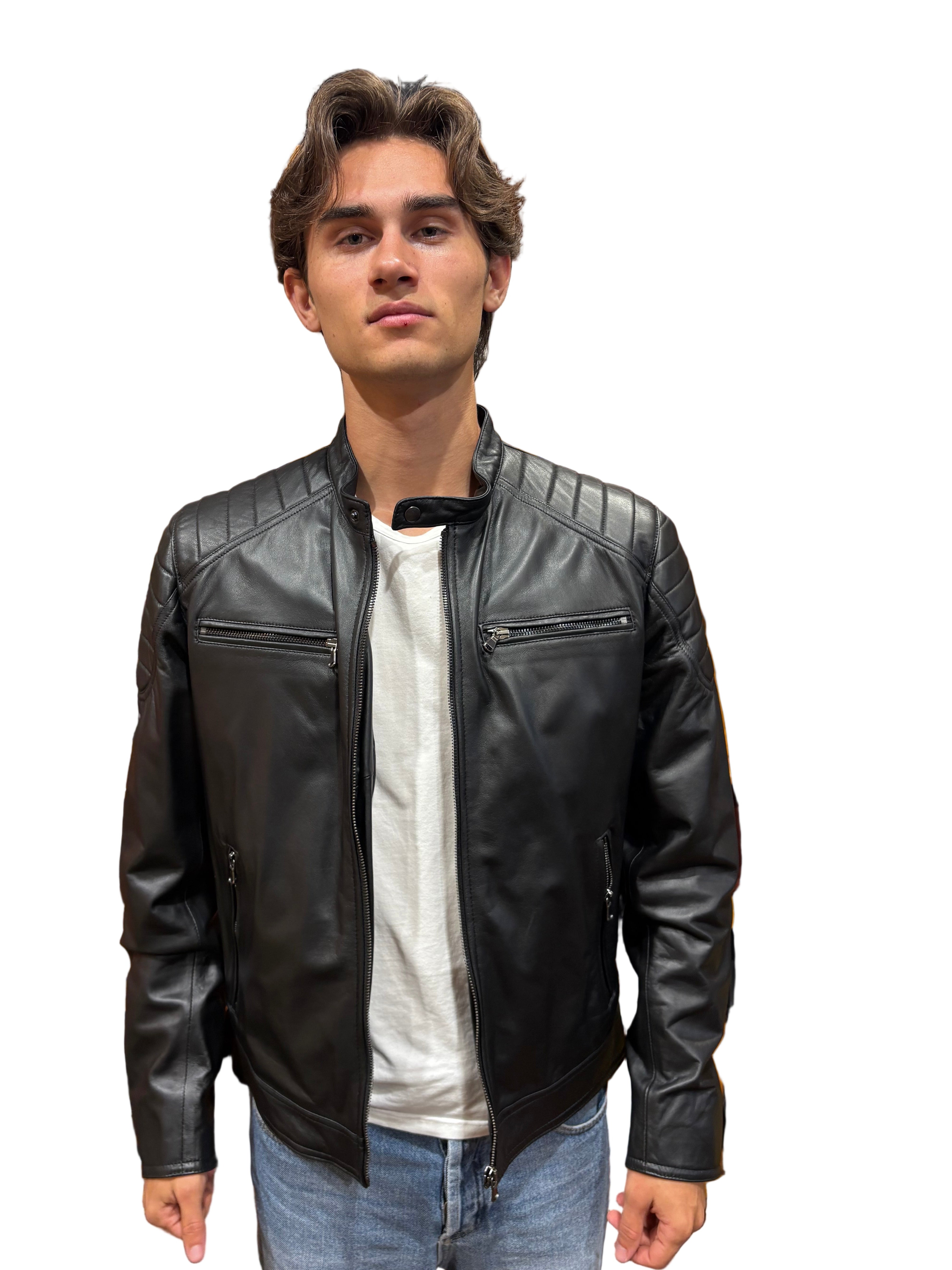 Giacca in pelle uomo Pelletteria Allegrini Filippo BRUTO Nero