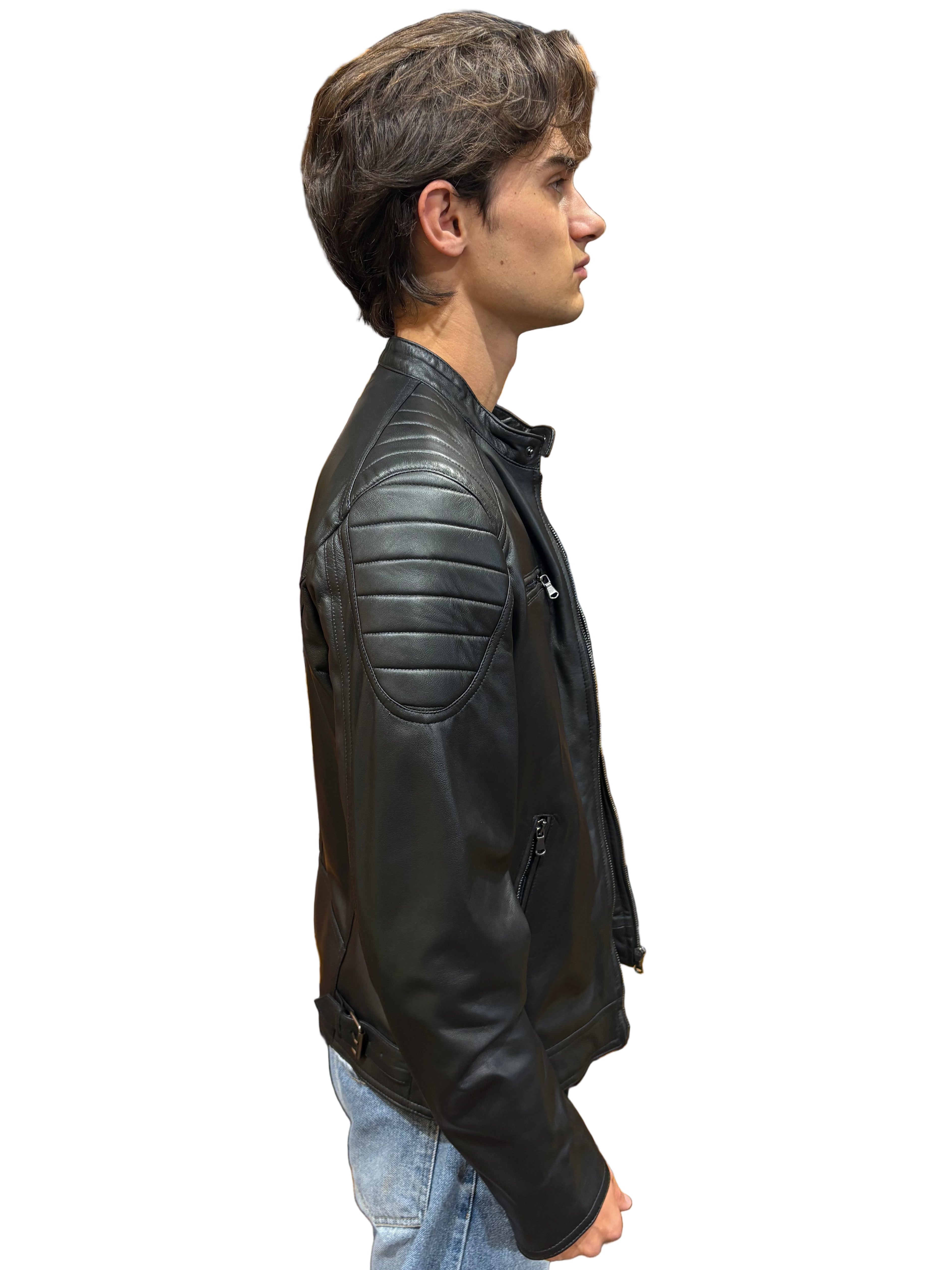 Giacca in pelle uomo Pelletteria Allegrini Filippo BRUTO Nero