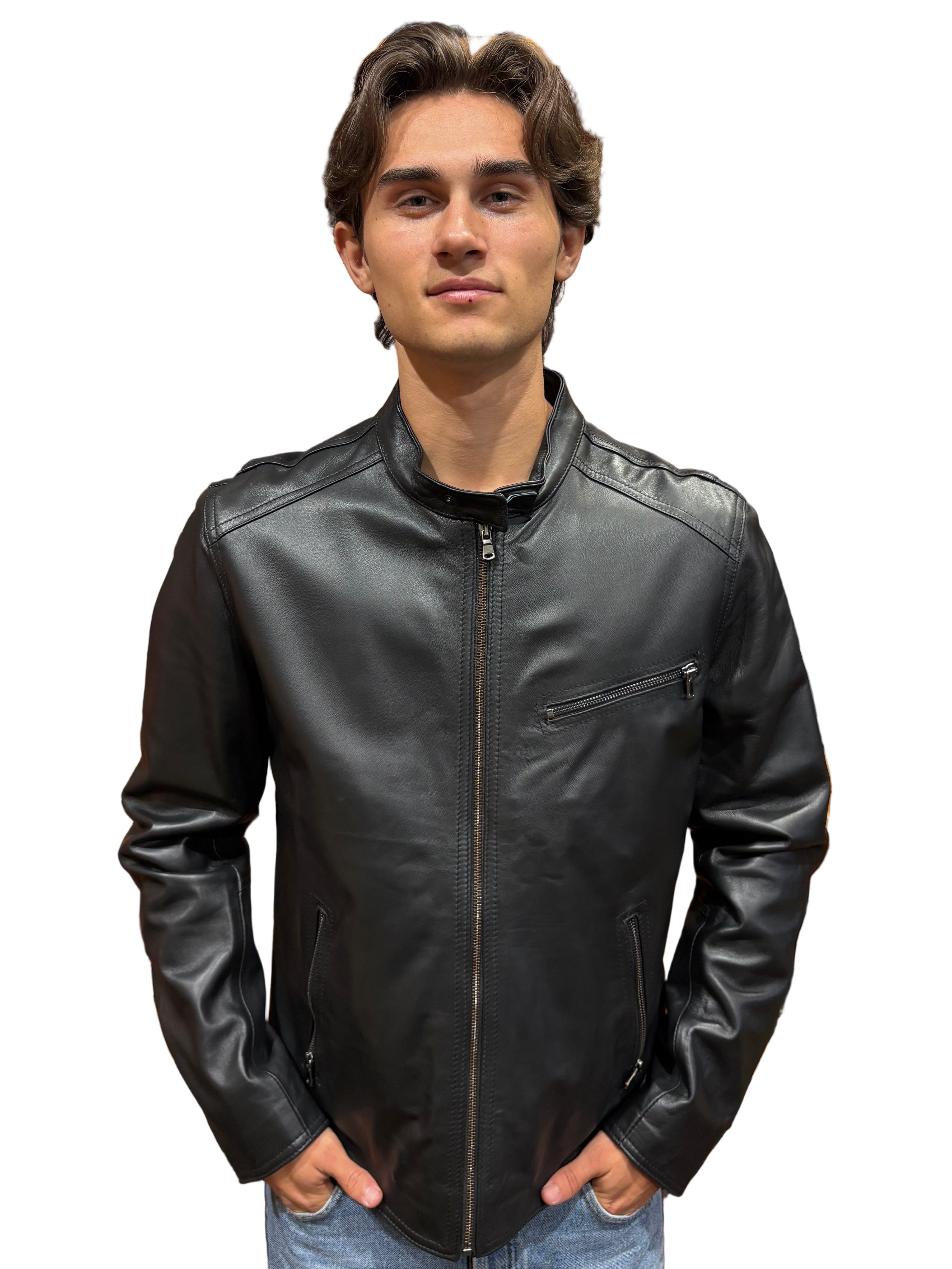 Men's Leather Jacket Pelletteria Allegrini Filippo MONSTER Black