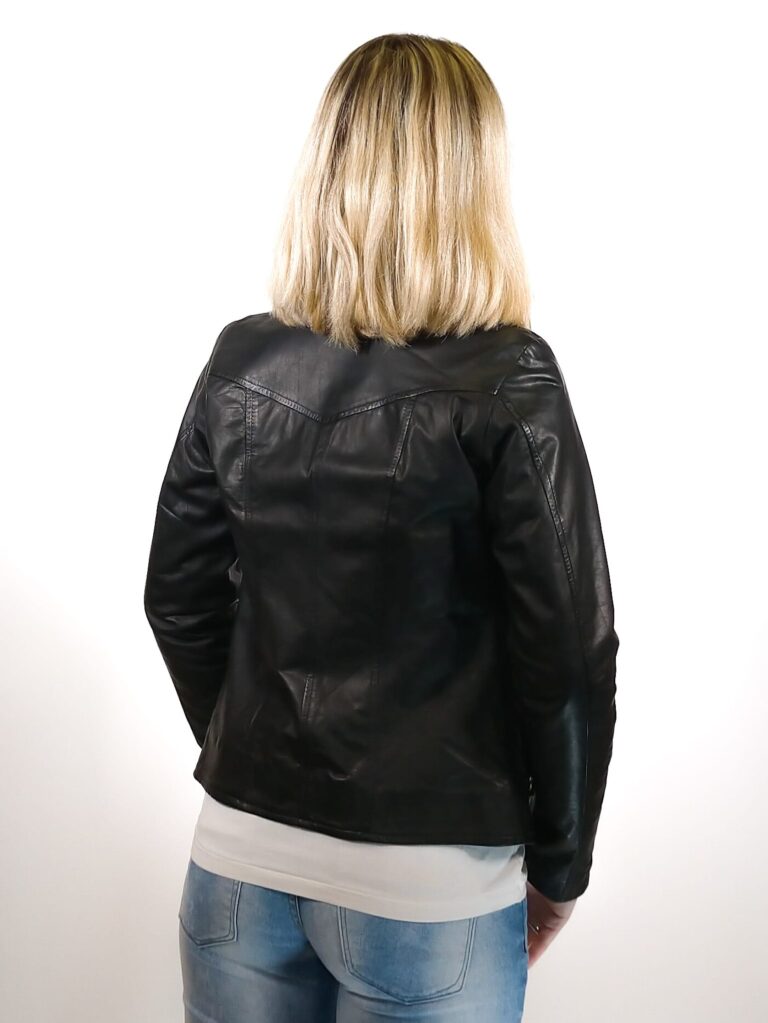 Giacca in pelle donna Grease tuscany tamponata a mano pelletteria allegrini nero