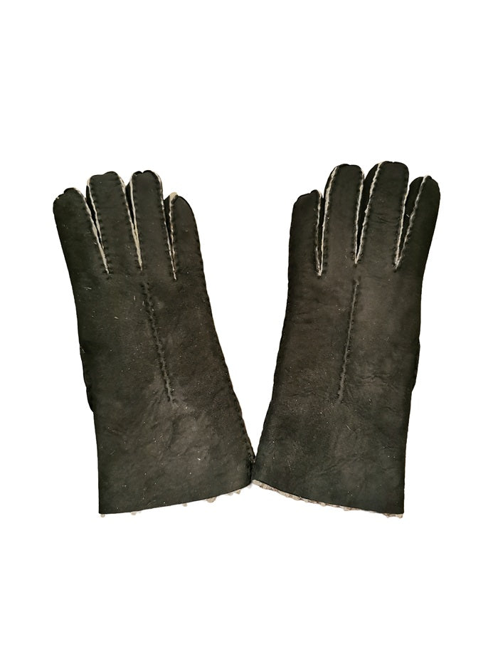 Women's suede and merino wool glove by Pelletteria Allegrini Filippo G307 black