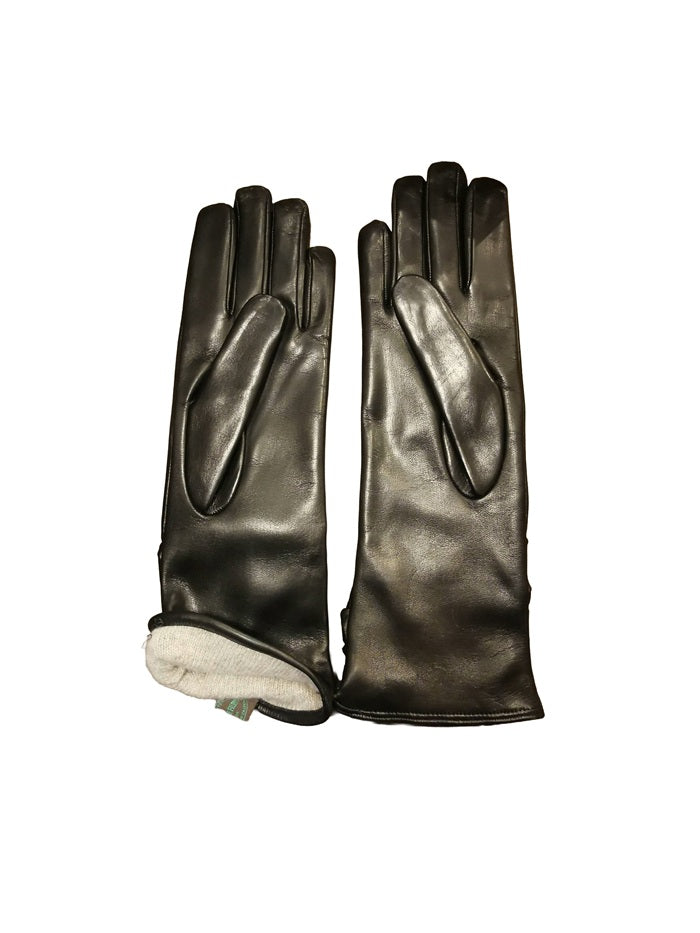 Guanto donna in pelle arricciato lungo Pelletteria Allegrini Filippo G4497 nero