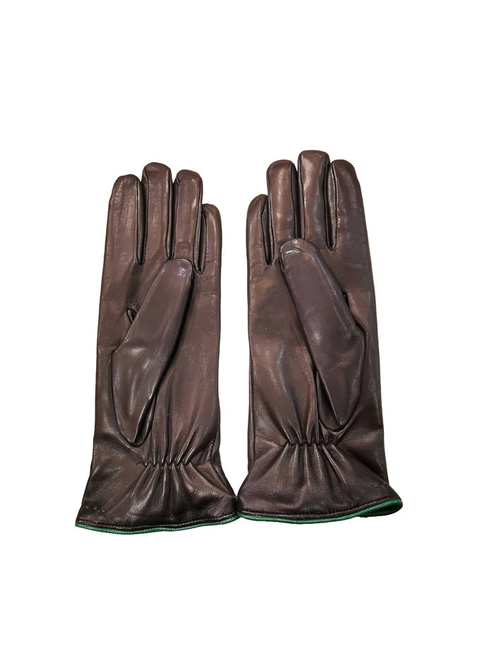 Women's leather glove with stitching detail Pelletteria Allegrini Filippo G4758 Blue/Green