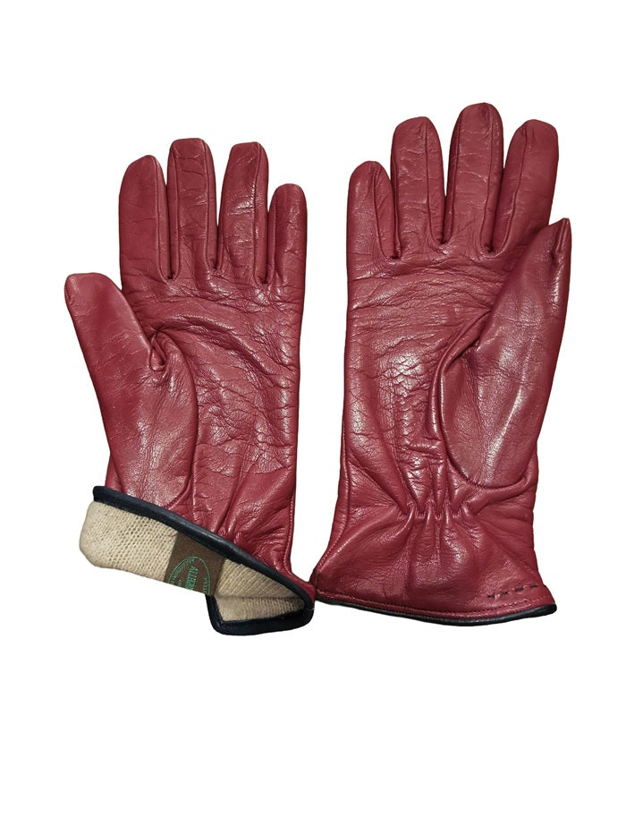 Women's leather glove with stitching detail Pelletteria Allegrini Filippo G4758 plum/blue