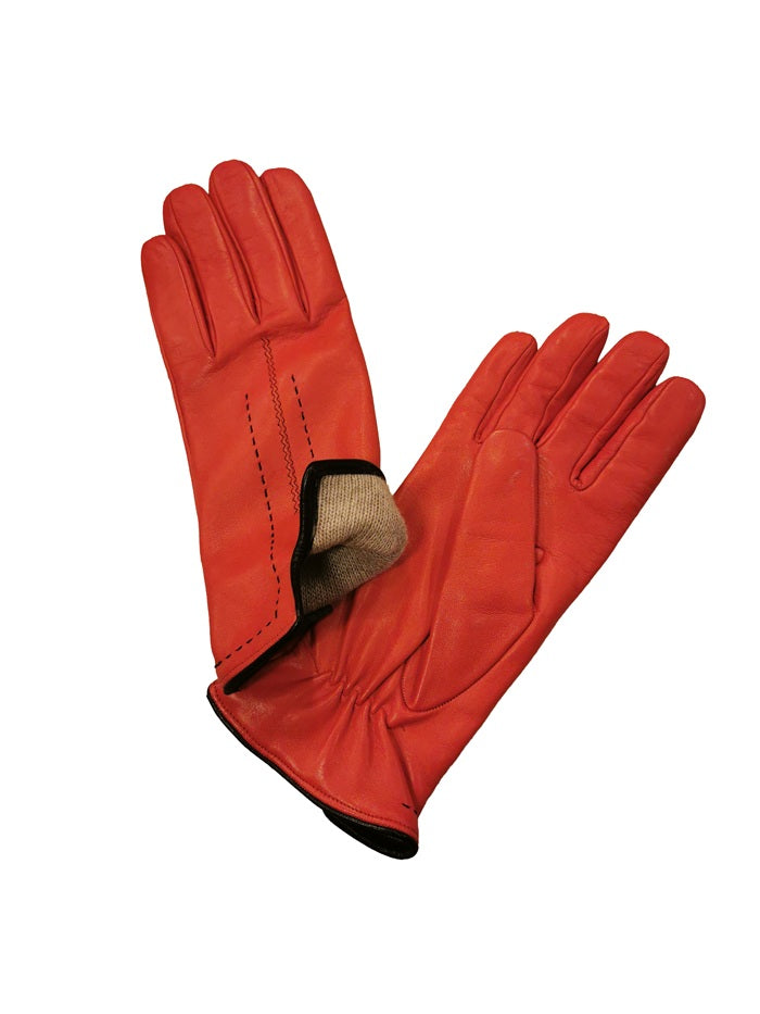 Guanto donna in pelle con dettaglio cuciture Pelletteria Allegrini Filippo G4758 rosso/nero