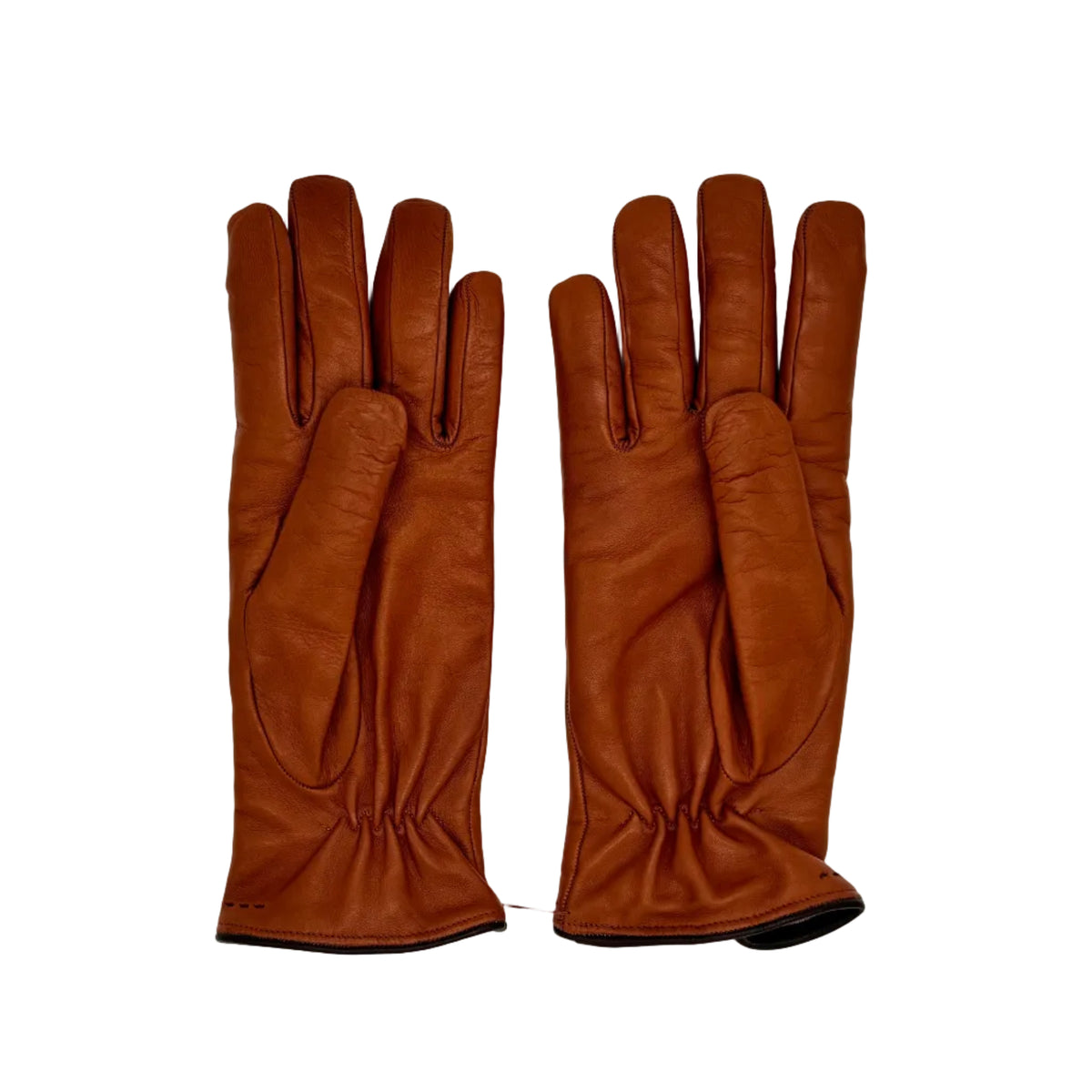 Women's leather glove with stitching detail Pelletteria Allegrini Filippo G4758 Cognac