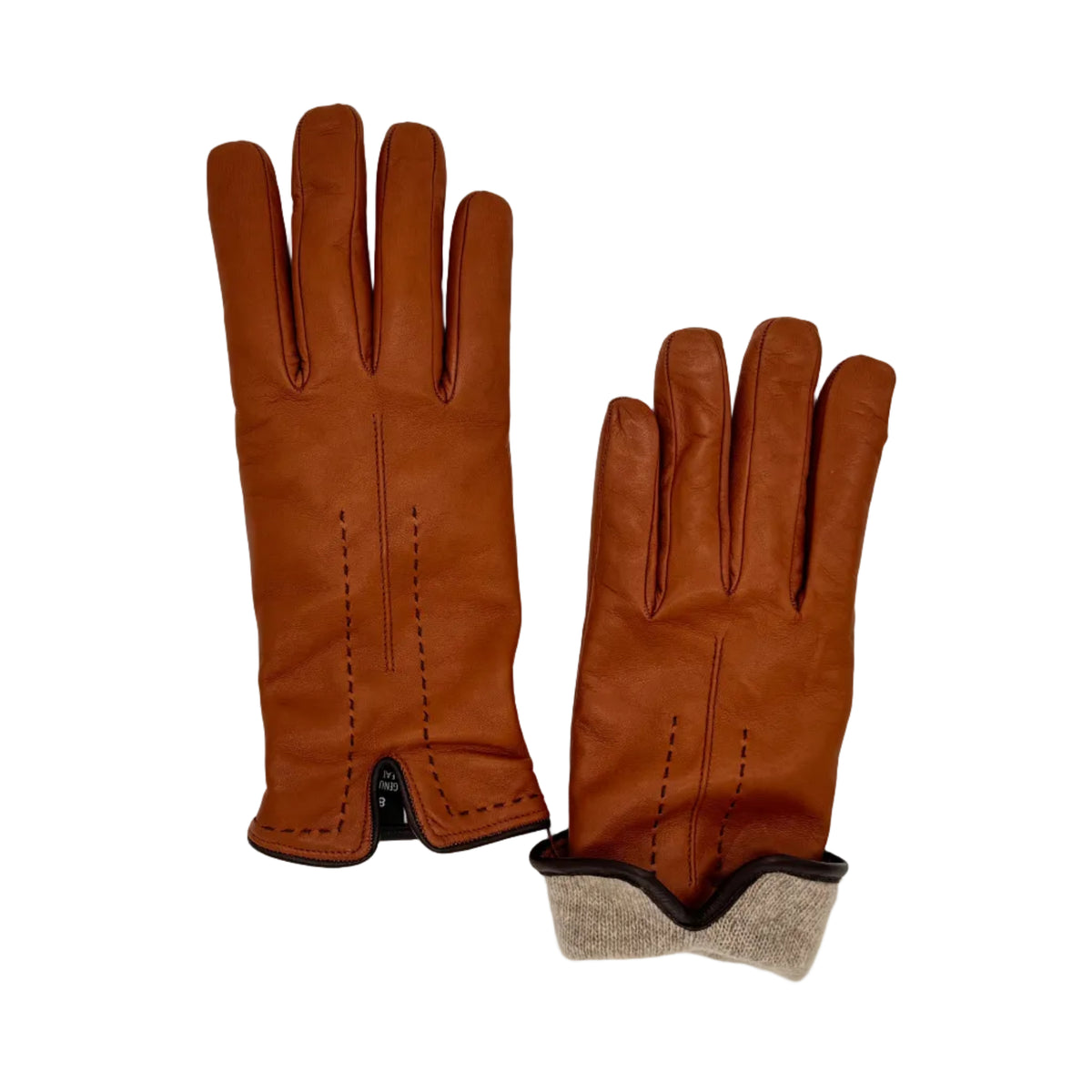 Women's leather glove with stitching detail Pelletteria Allegrini Filippo G4758 Cognac