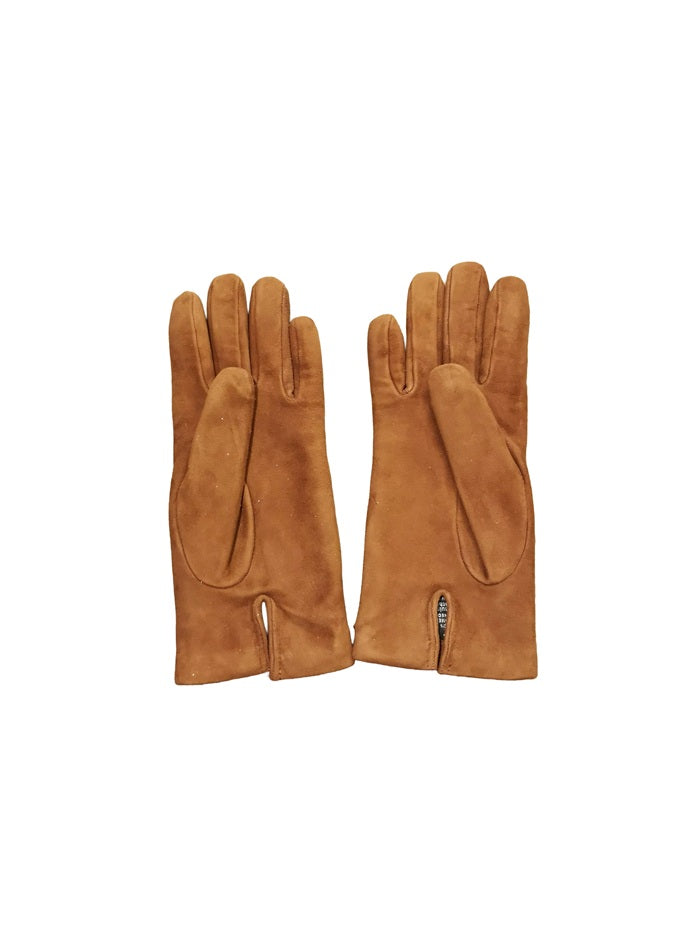 Women's Suede Leather Gloves Pelletteria Allegrini Filippo G300 Tobacco