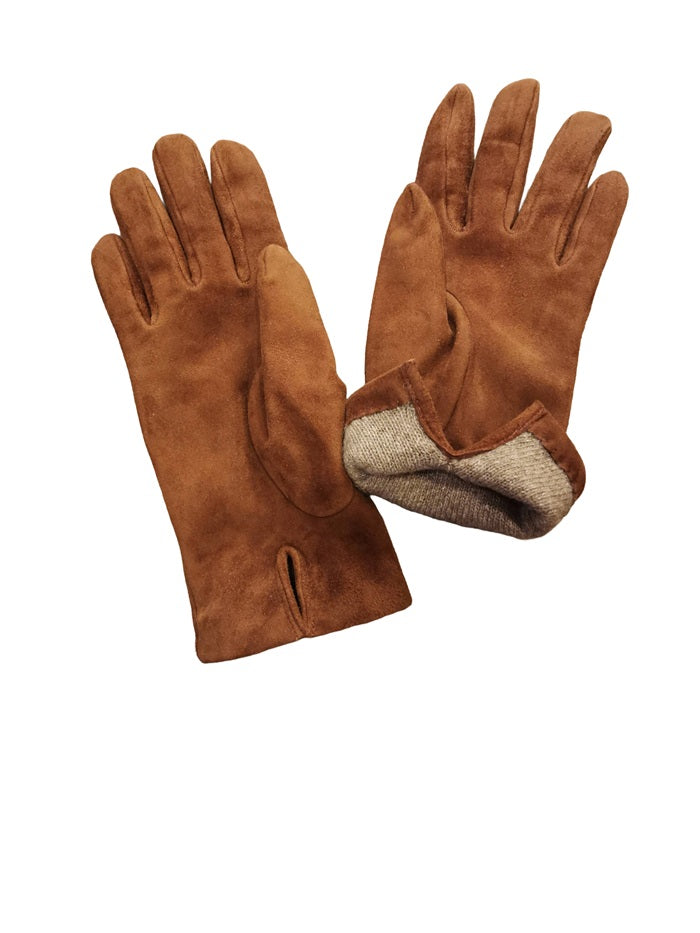 Women's Suede Leather Gloves Pelletteria Allegrini Filippo G300 Tobacco