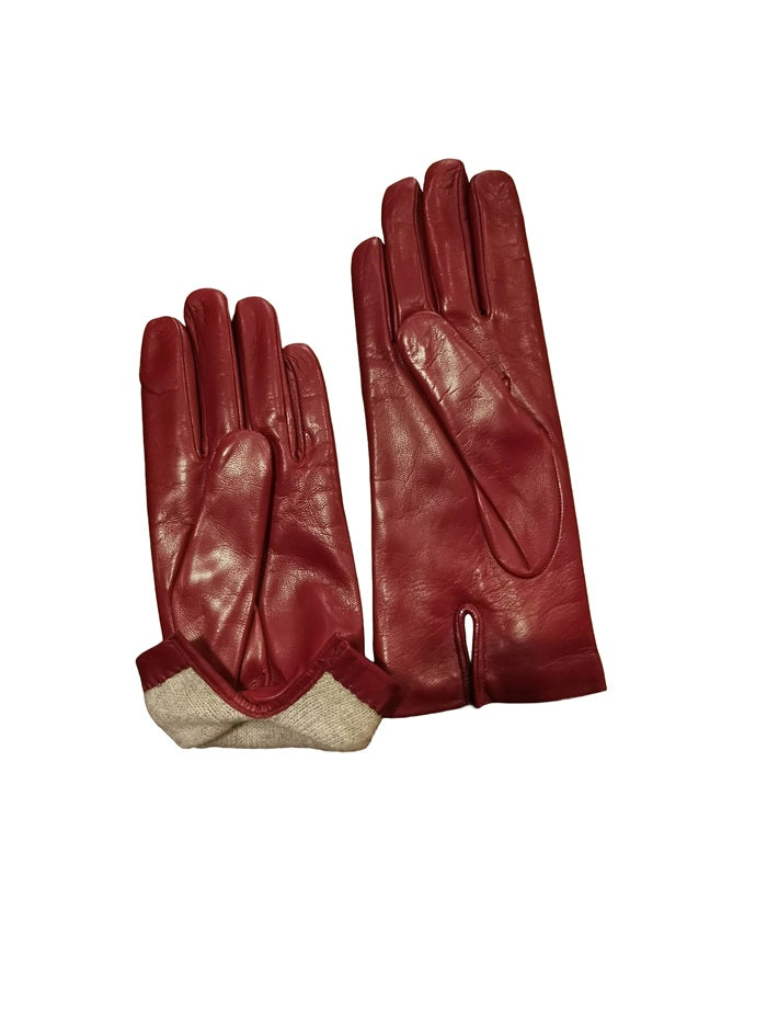 Guanto donna liscio in pelle Pelletteria Allegrini Filippo G303C rubino