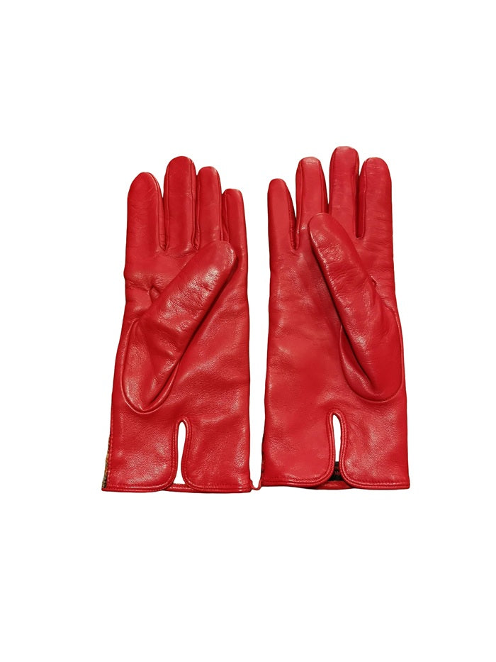 Women's nappa and tartan glove Pelletteria Allegrini Filippo 234/TESS Red/Tartan