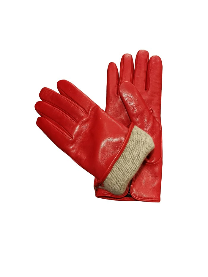 Guanto donna nappa e tartan Pelletteria Allegrini Filippo 234/TESS Rosso/Tartan