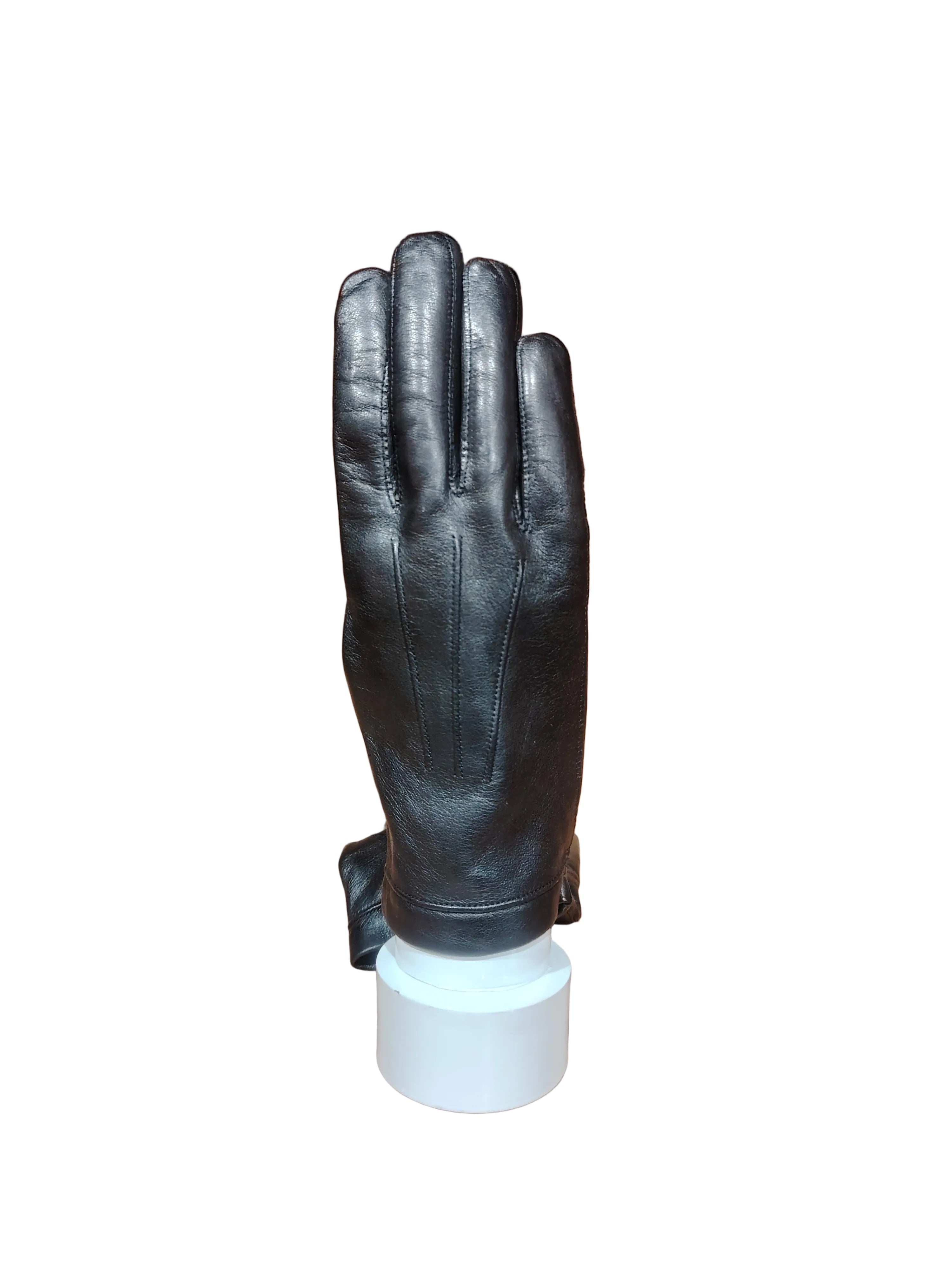 Men's Leather Glove with Silk Lining Pelletteria Allegrini Filippo G200S Black