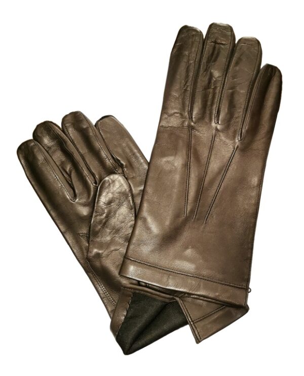 Men's leather glove with silk lining Pelletteria Allegrini Filippo G200S dark brown