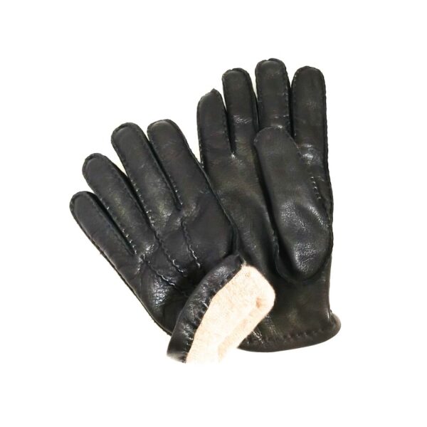 Men's deer leather Gloves Pelletteria Allegrini Filippo G2900 Black