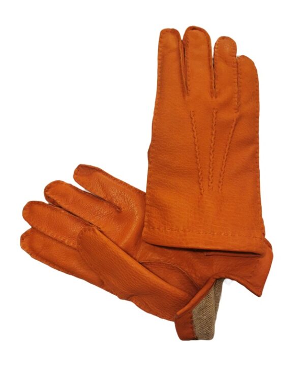 Men's leather glove with elephant design Pelletteria Allegrini Filippo G2211U orange