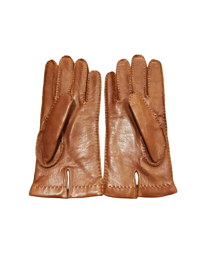 Men's leather glove with elephant design Pelletteria Allegrini Filippo G2211U tobacco