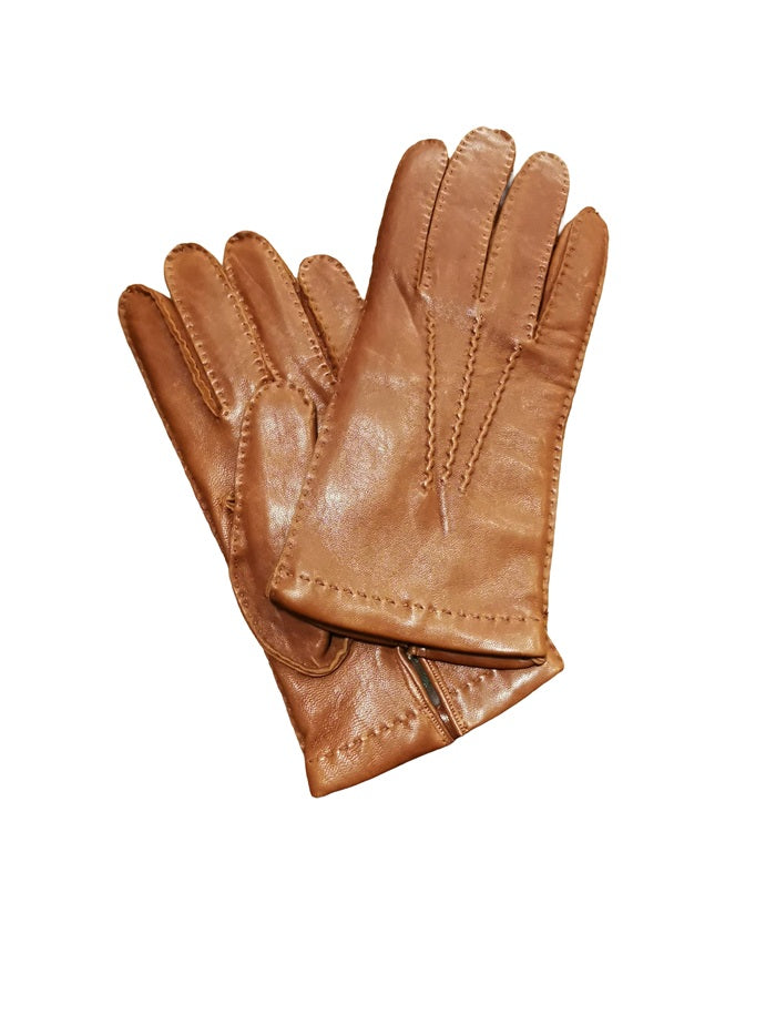 Men's leather glove with elephant design Pelletteria Allegrini Filippo G2211U tobacco