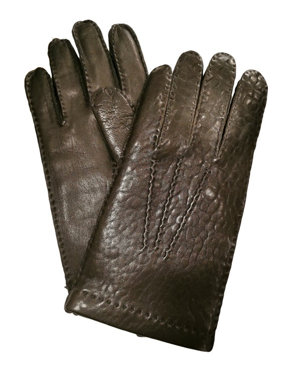 Men's leather glove with elephant design Pelletteria Allegrini Filippo G2211U Black