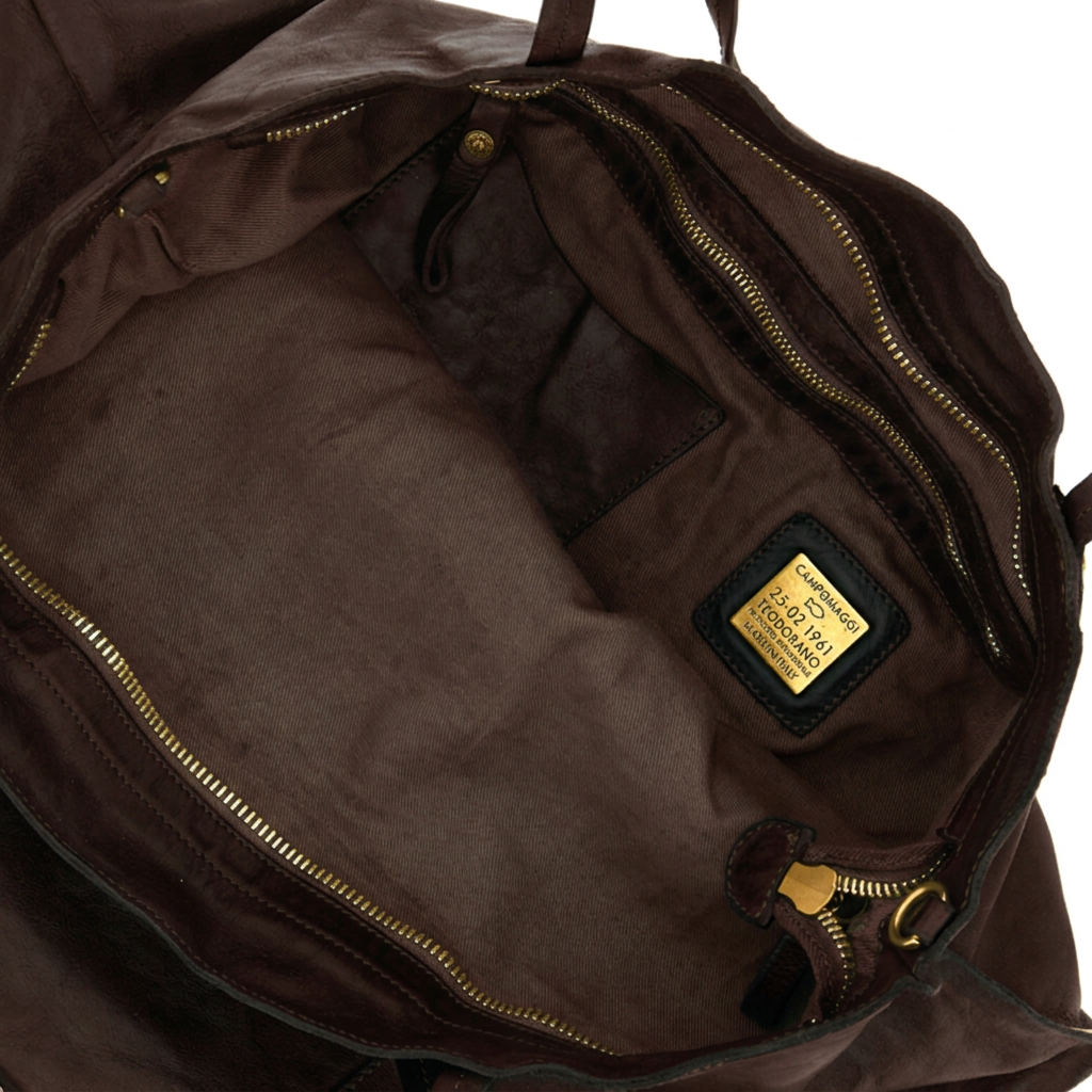 EUGENIA FLAT ONE-SHOULDER BAG in Campomaggia leather C043650ND X0001 dark brown