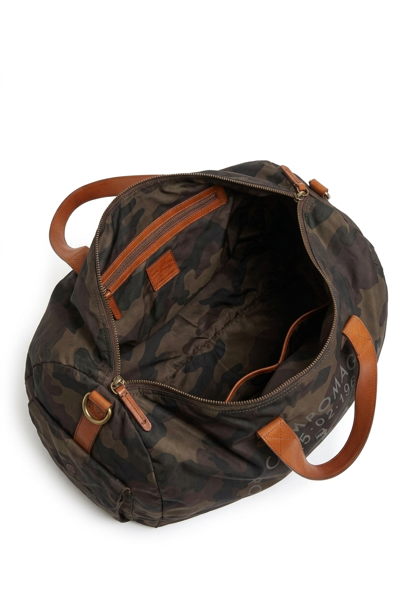 Borsone tessuto Vela Camouflage di Campomaggi C4381 cognac