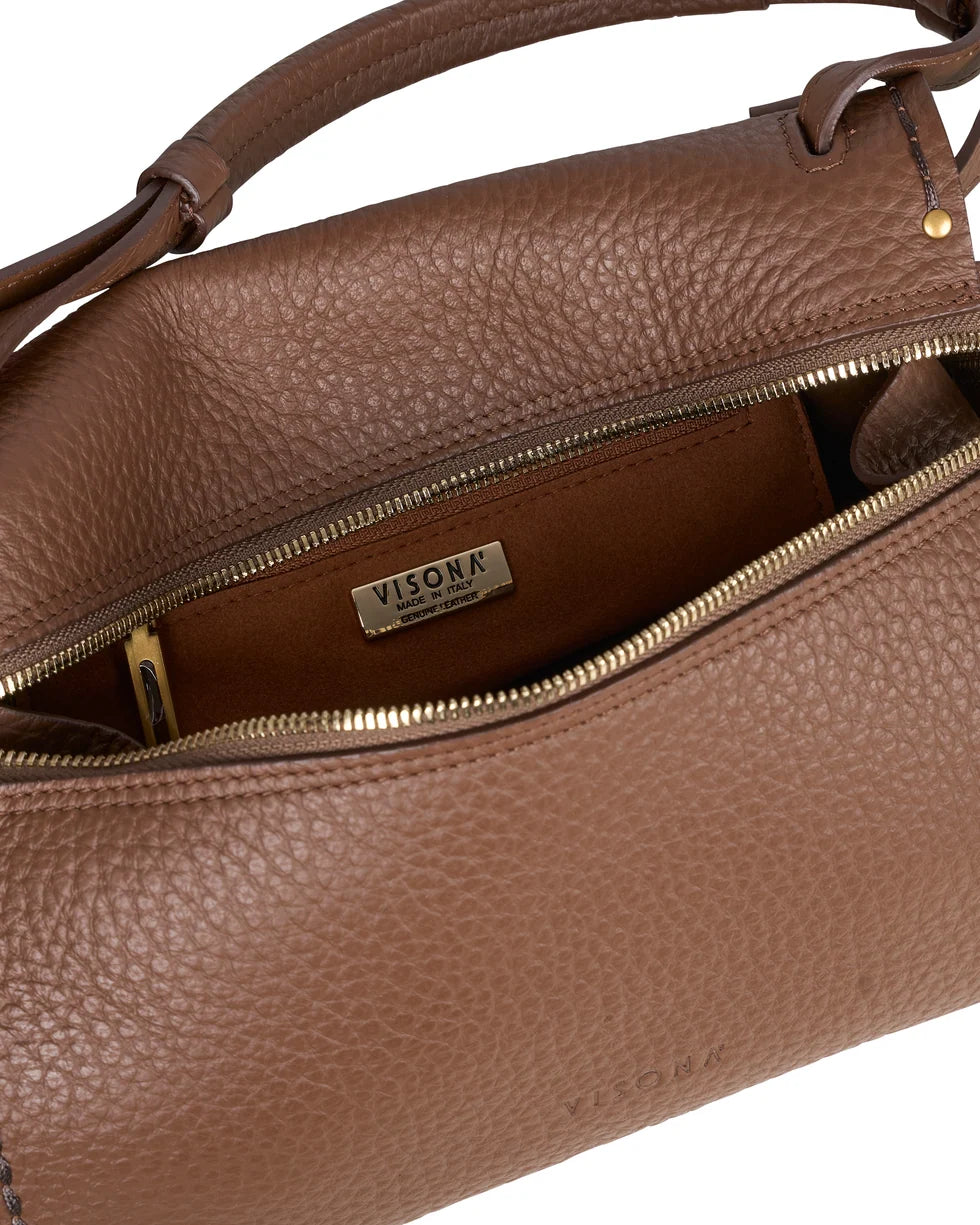 Borsa in pelle con tracolla linea Felicita-Queen Visonà 27613 NOCE