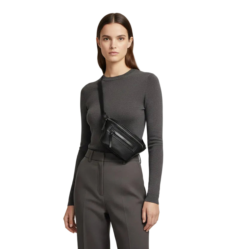 Leather Bum Bag Bruno Rossi R260 Black