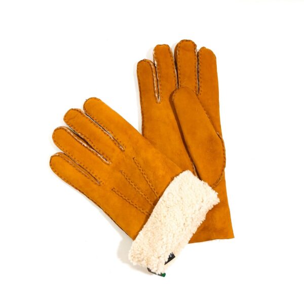 Guanto donna in camoscio e lana merinos pelletteria allegrini g307 nocciola