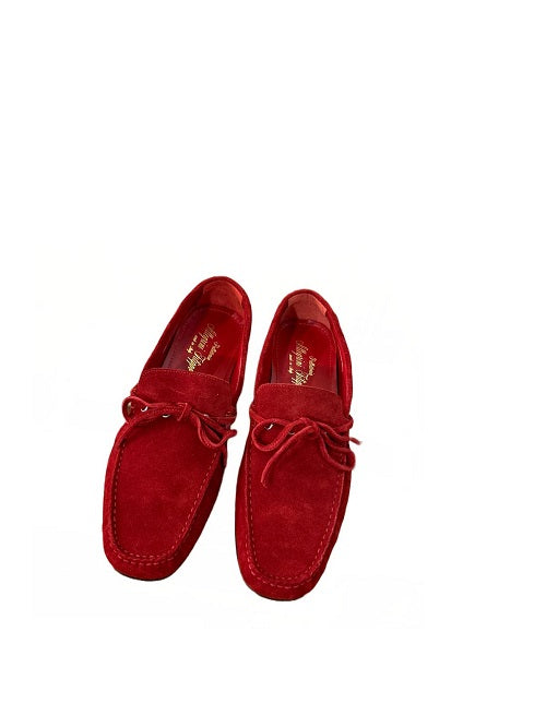 Mocassino camoscio da uomo pelletteria allegrini 3744 rosso