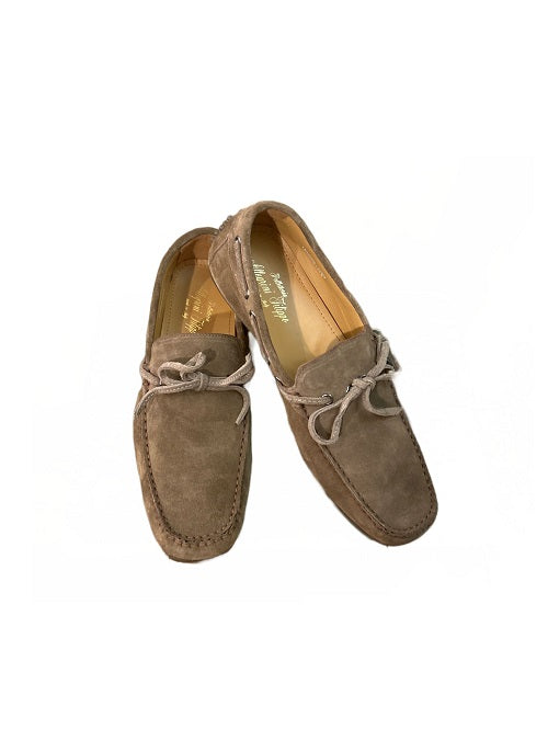Mocassino camoscio da uomo pelletteria allegrini 3744 taupe