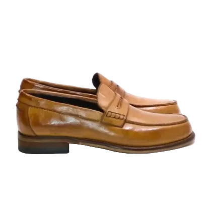 Mocassino uomo in pelle Pelletteria Allegrini Filippo 1253 cuoio - Pelletteria Allegrini