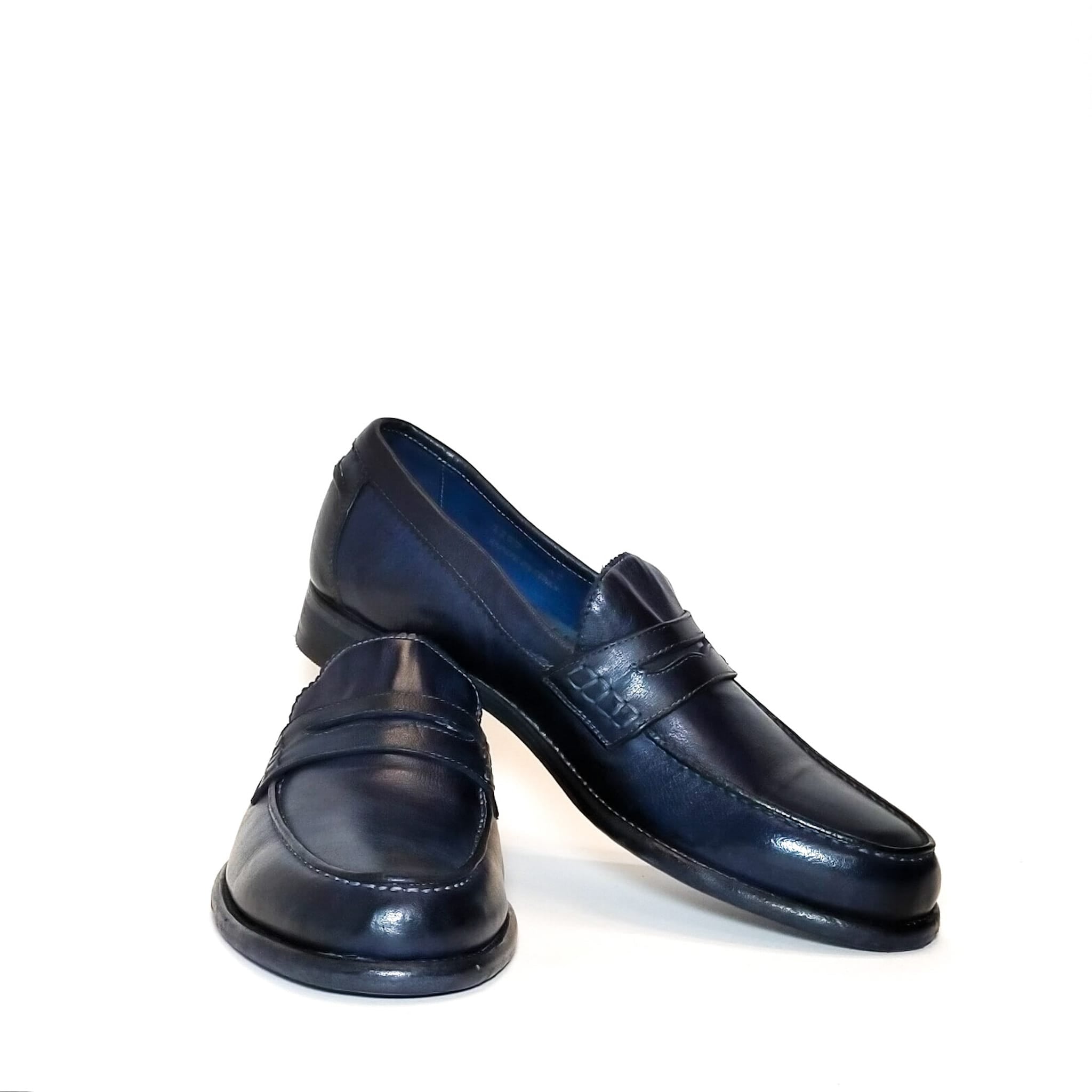 Men's leather loafer Pelletteria Allegrini Filippo 1253  blue