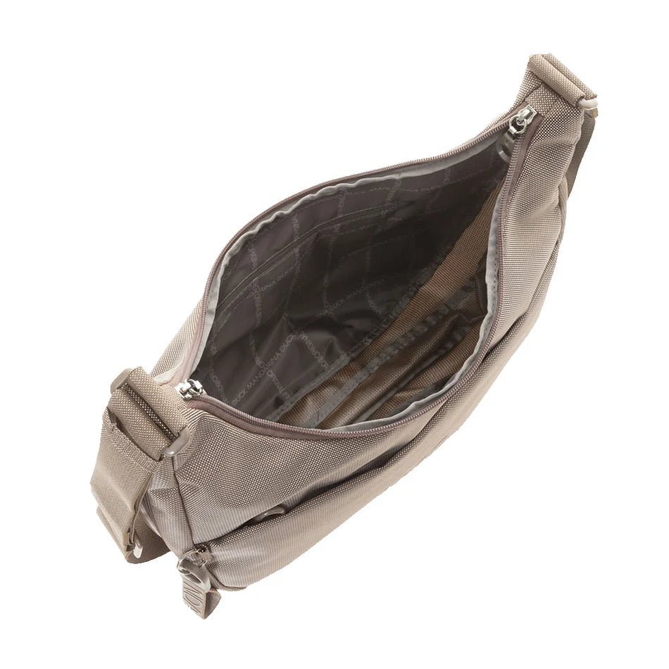 Expandable shoulder bag in fabric MD Mandarina Duck P10QMT27 Taupe