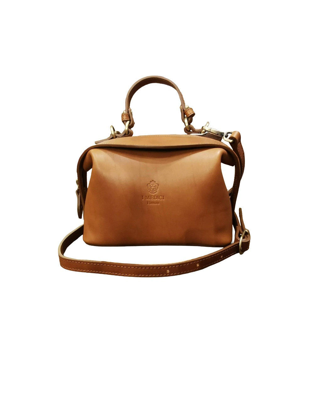 Borsa piccola a forma di cubo, con manico fisso e tracolla staccabile e regolabile, realizzata in pelle. Made in Italy