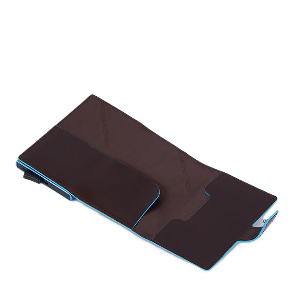 Card holder leather and aluminium Piquadro PP5649B2BLR Mahogany