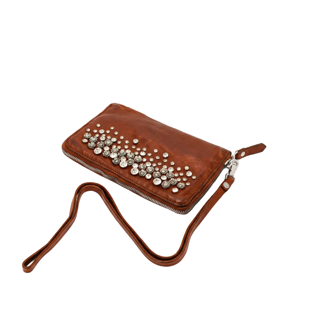 Portafoglio grande da donna con borchie Campomaggi C003570ND-X0038 Cognac