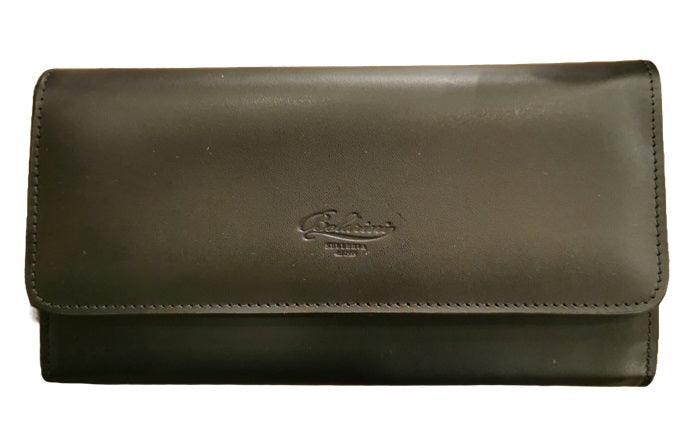 Leather Wallet with Flap and Magnet Boldrini 0420 Black