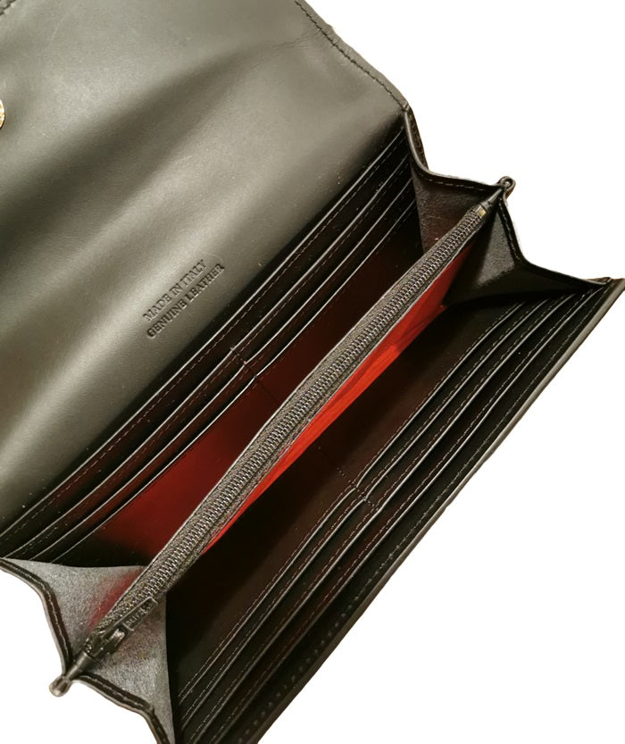 Leather Wallet with Flap and Magnet Boldrini 0420 Black