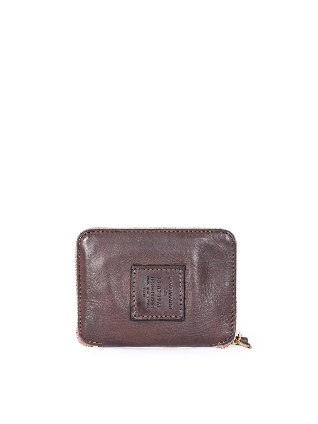 Portafoglio con zip in pelle Campomaggi C002060ND X0001 testa di moro