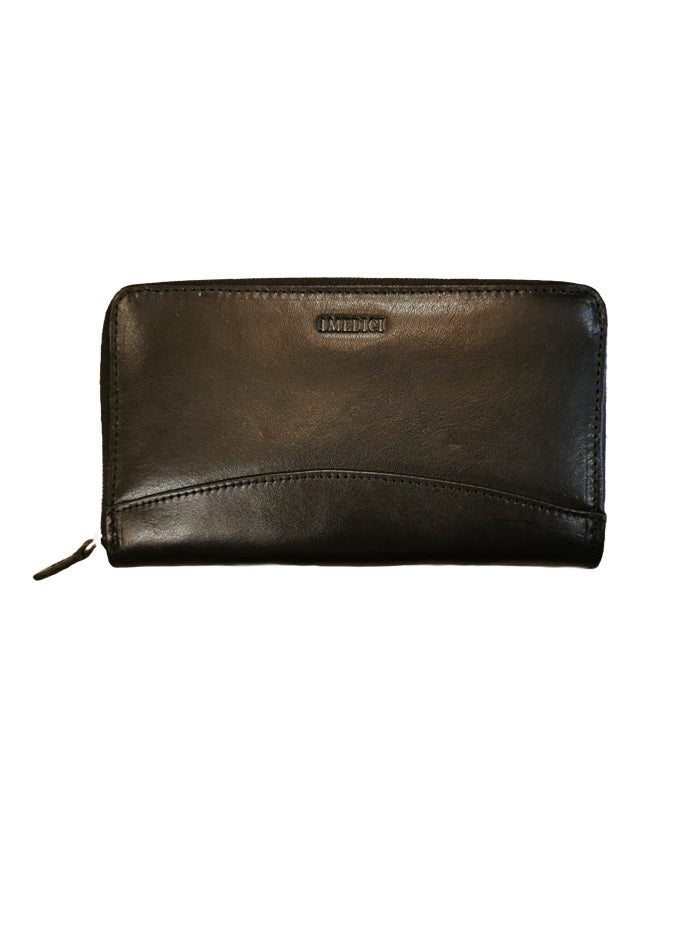 Leather Zip Around Wallet I Medici 64/09 Black