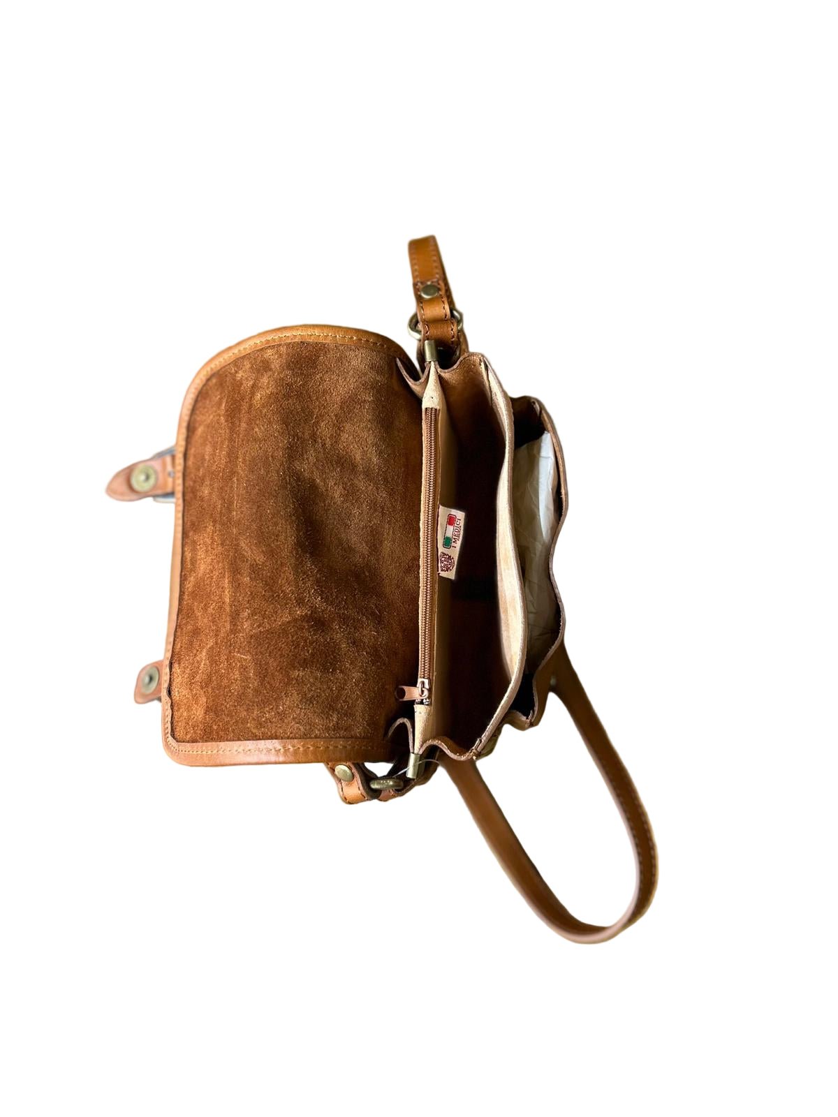 Postina con fibbie in pelle I Medici 63/3525/2 marrone - Pelletteria Allegrini