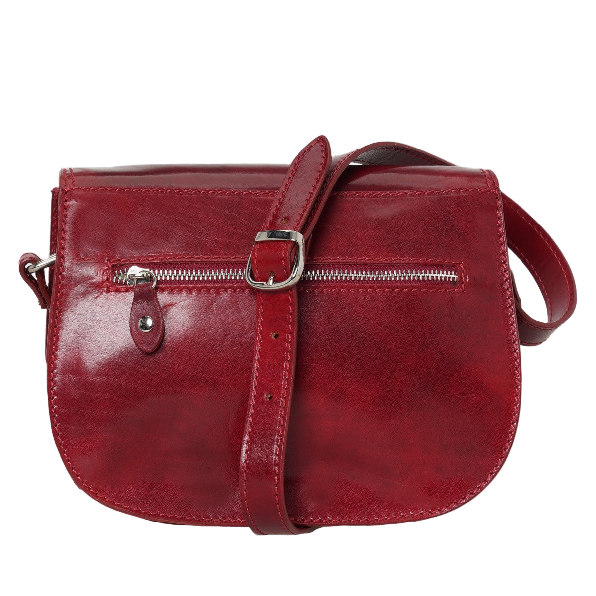 Rounded leather postman bag I Medici 63/1609 Red