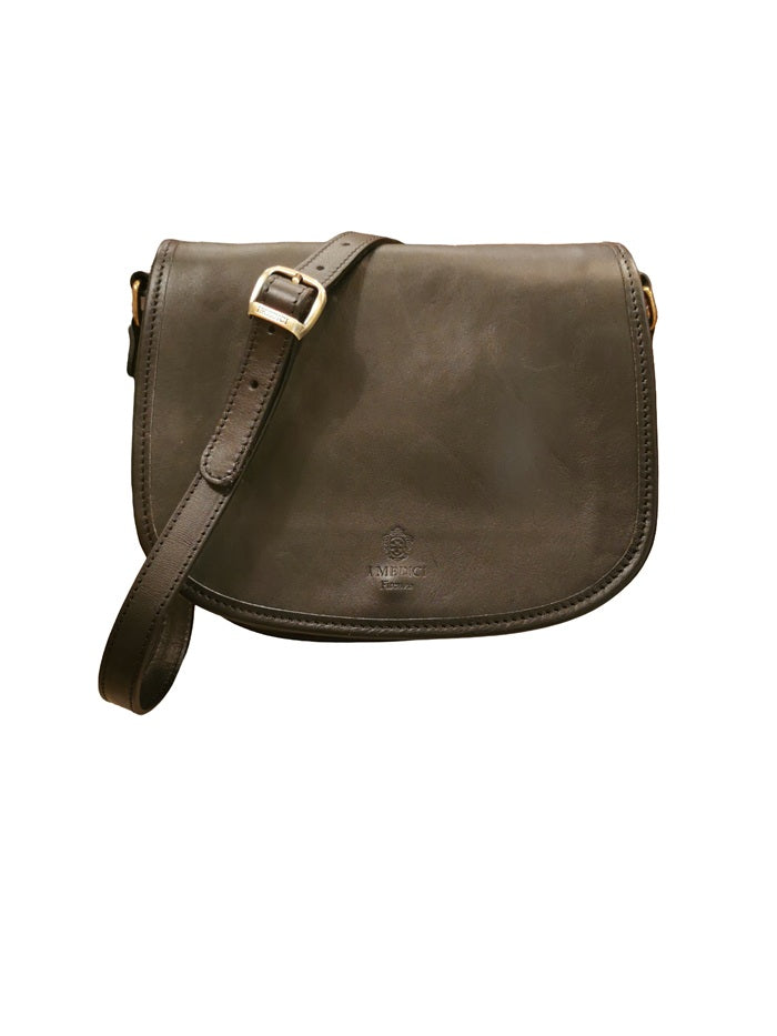 Rounded leather postman bag I Medici 63/3400 Black