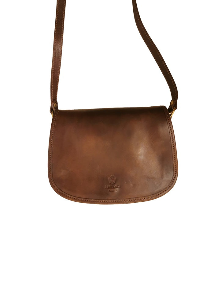 Rounded leather postman bag I Medici 63/3400 Dark brown