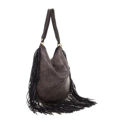 Borsa monospalla Zefiro in pelle con frange Campomaggi C037500ND X1252 Moro